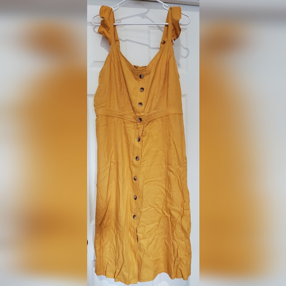 NWT City Chic Elegant Golden Mustard Button-Down Dress Size S